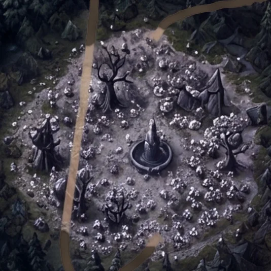 O Jardim dos Esquecidos no mapa pintado do Ato I